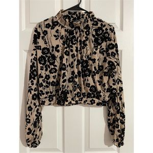 Floral mock neck blouse